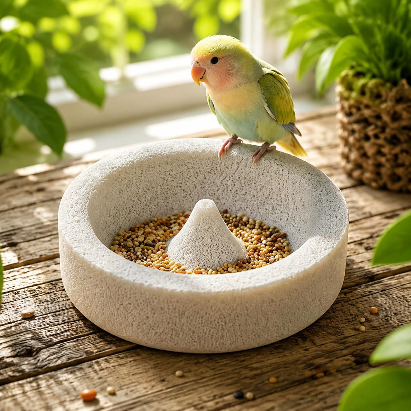 🐦2-in-1 Pumice Bird Food Bowl🐦