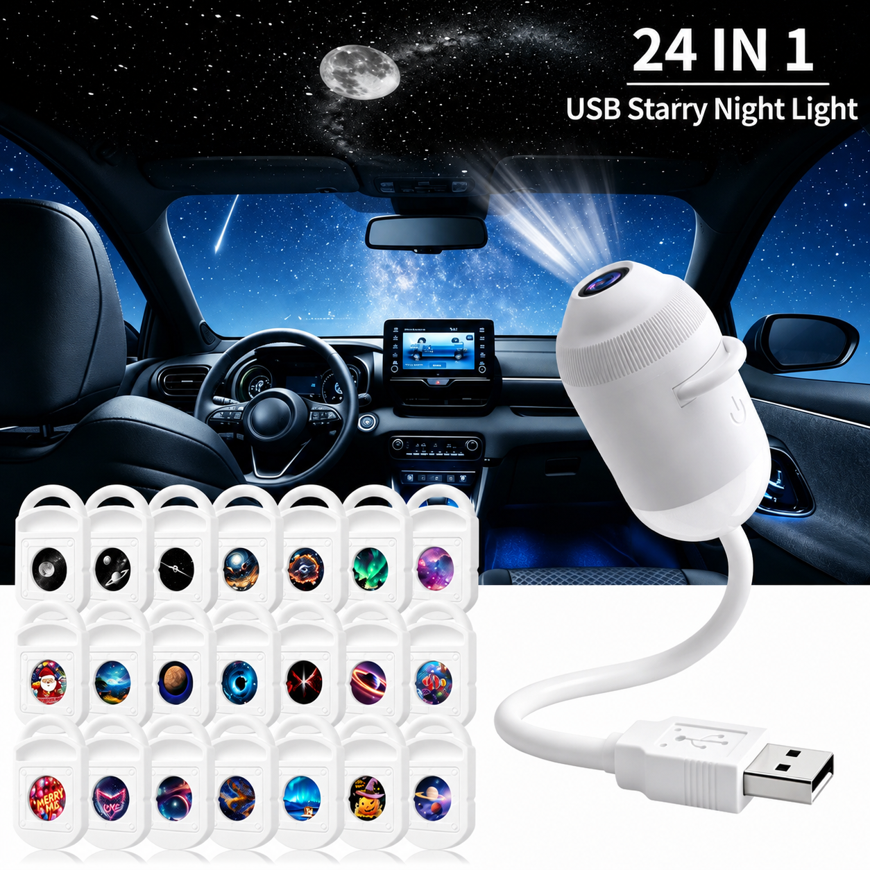 💡🌃2-in-1 Galaxy Star Projector USB Night Light for Indoor Decor