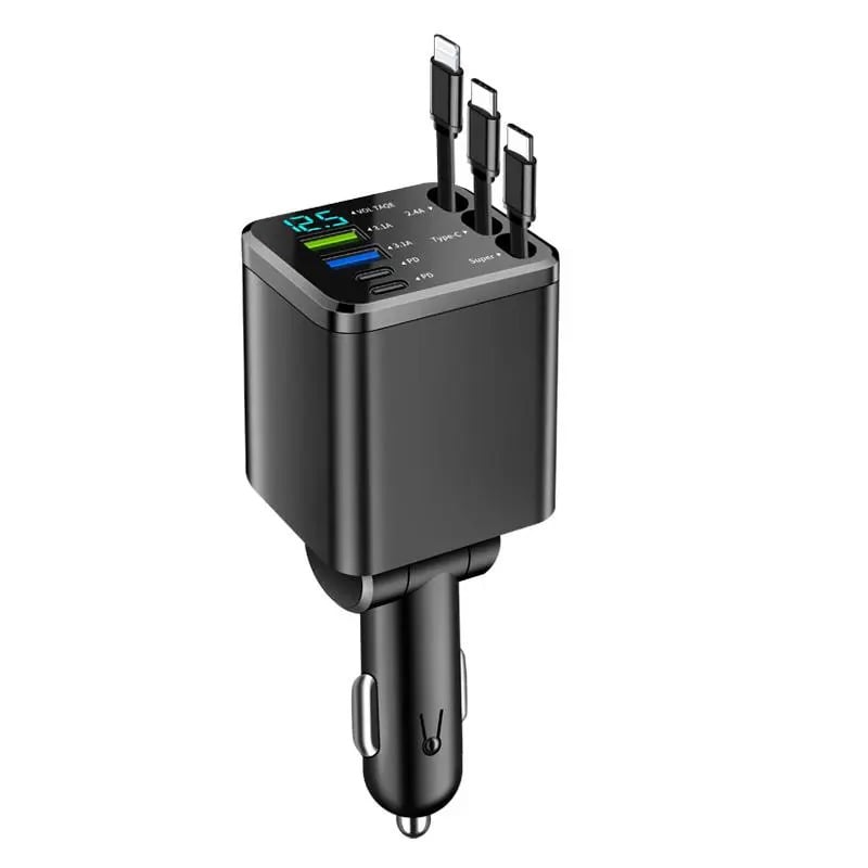 ⚡240W Fast Retractable Car Charger