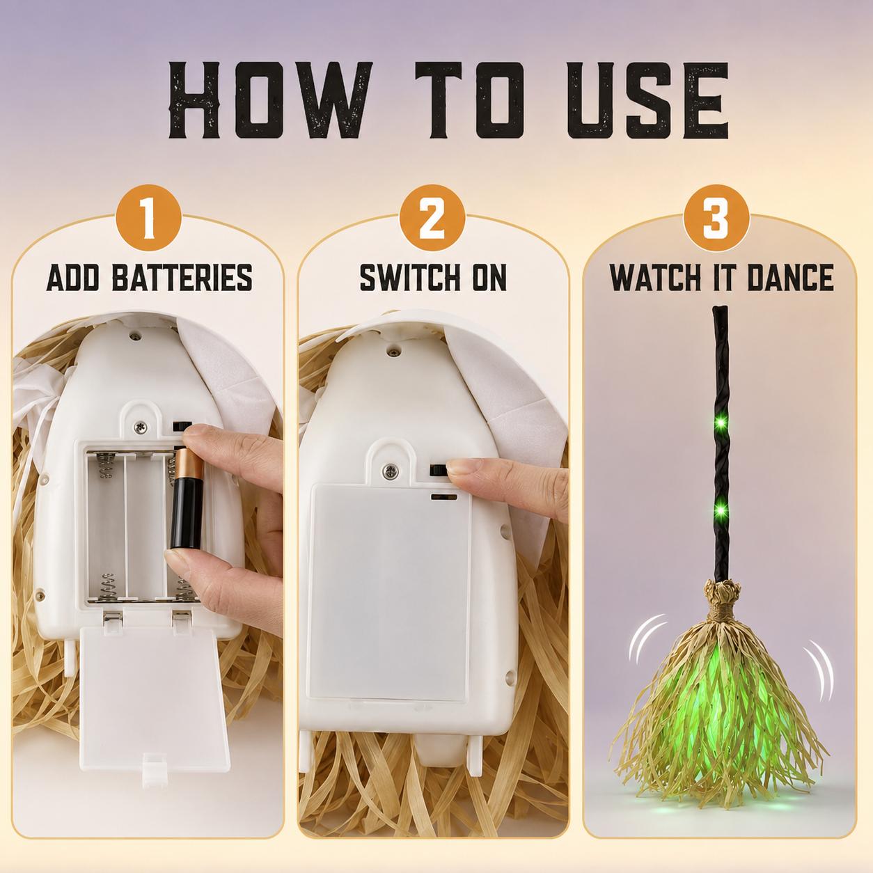 Magic Dancing Witch Broom – Animated Halloween Decor