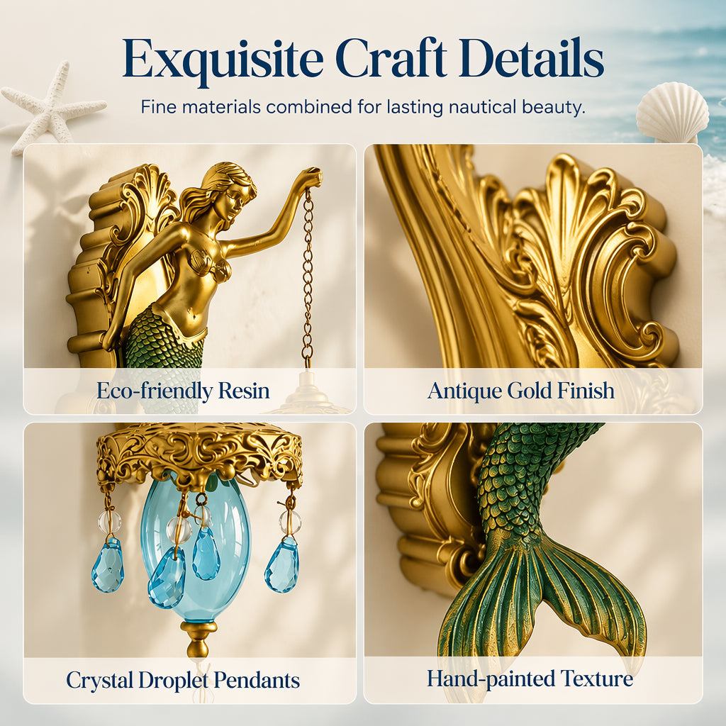 🔥 Hot sale 50% OFF&&✈️Free Shipping🔥Hand-Painted Mermaid Wall Sconce – Nautical & Artisan Design