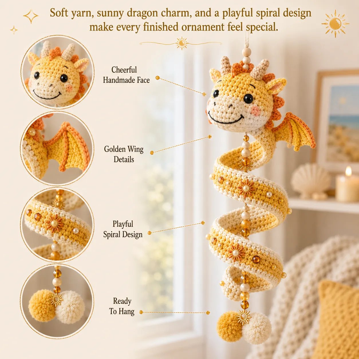 🔥 Last Day 50% OFF✨ 🐉 Beginner-Friendly DIY Enchanted Dragon Spiral Hanging Ornament Kit | Complete Kit with All Tools & Step-by-Step Guide Included 💕