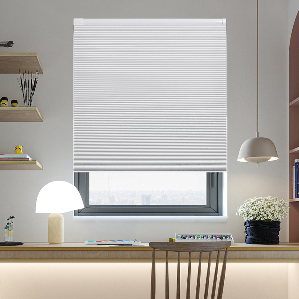Cordless No Drill Cellular Shades – Custom Size Blackout Honeycomb Shades for Windows