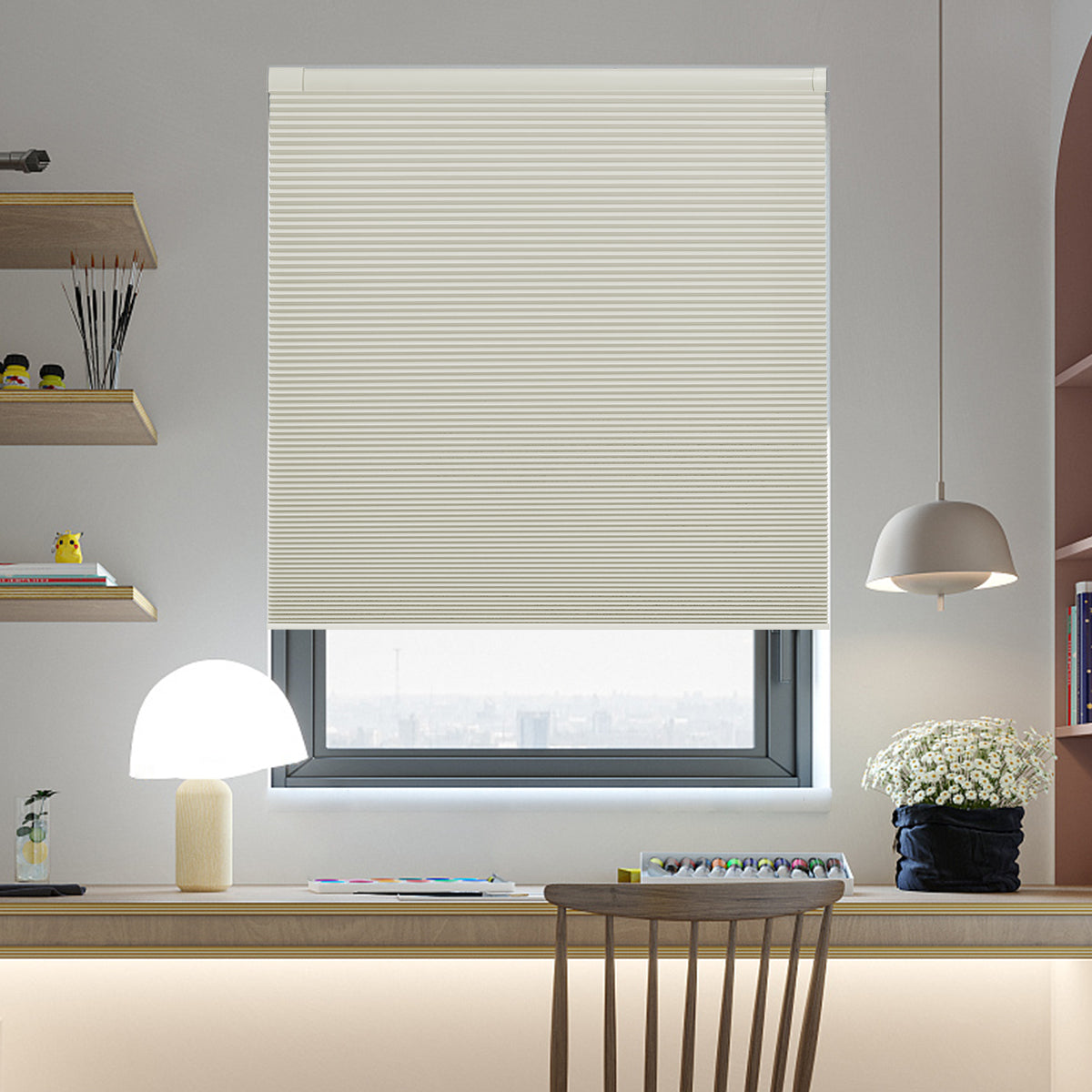 Cordless No Drill Cellular Shades – Custom Size Blackout Honeycomb Shades for Windows