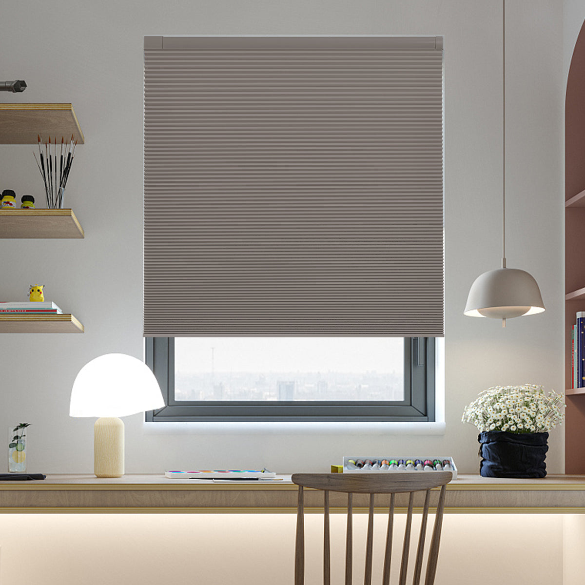 Cordless No Drill Cellular Shades – Custom Size Blackout Honeycomb Shades for Windows