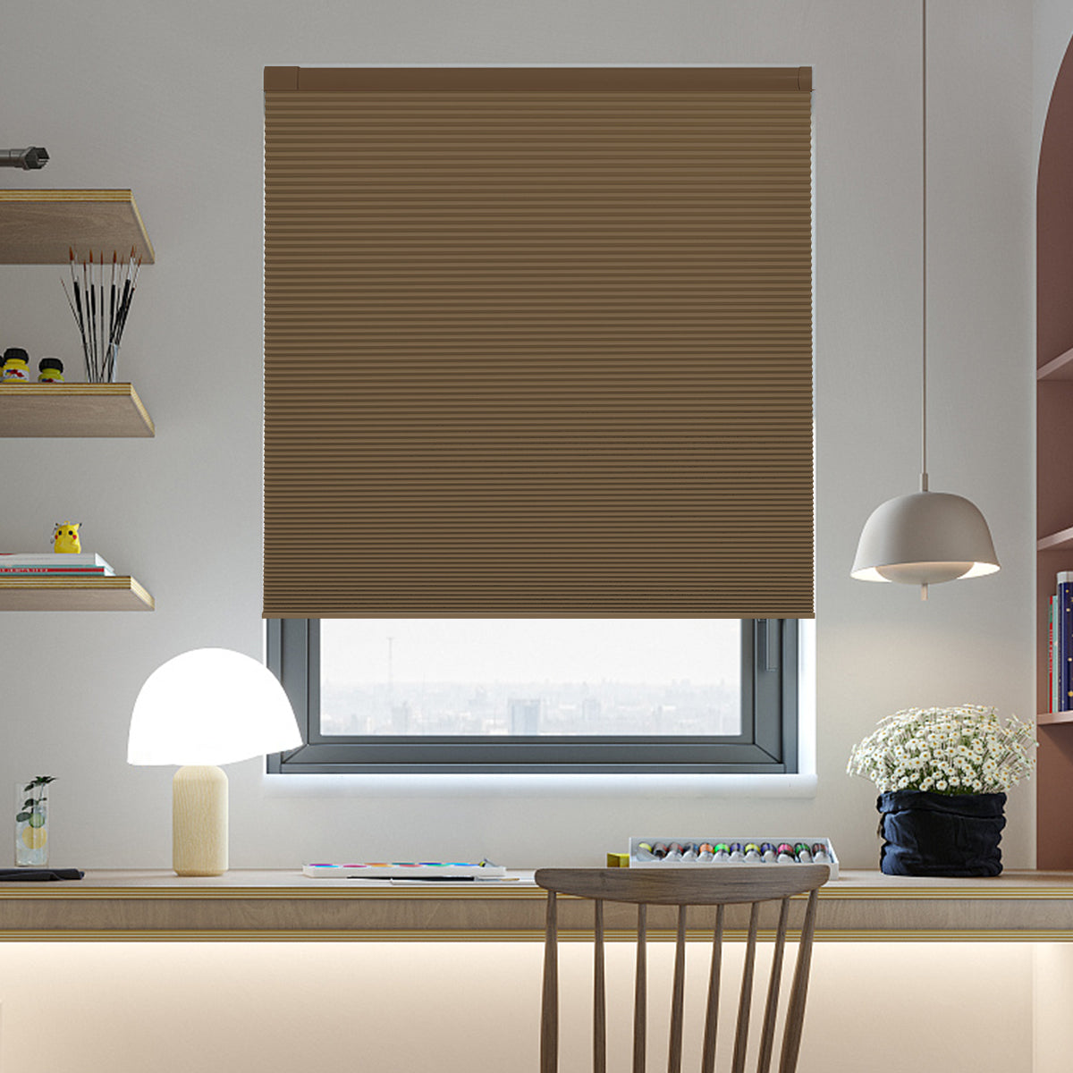 Cordless No Drill Cellular Shades – Custom Size Blackout Honeycomb Shades for Windows