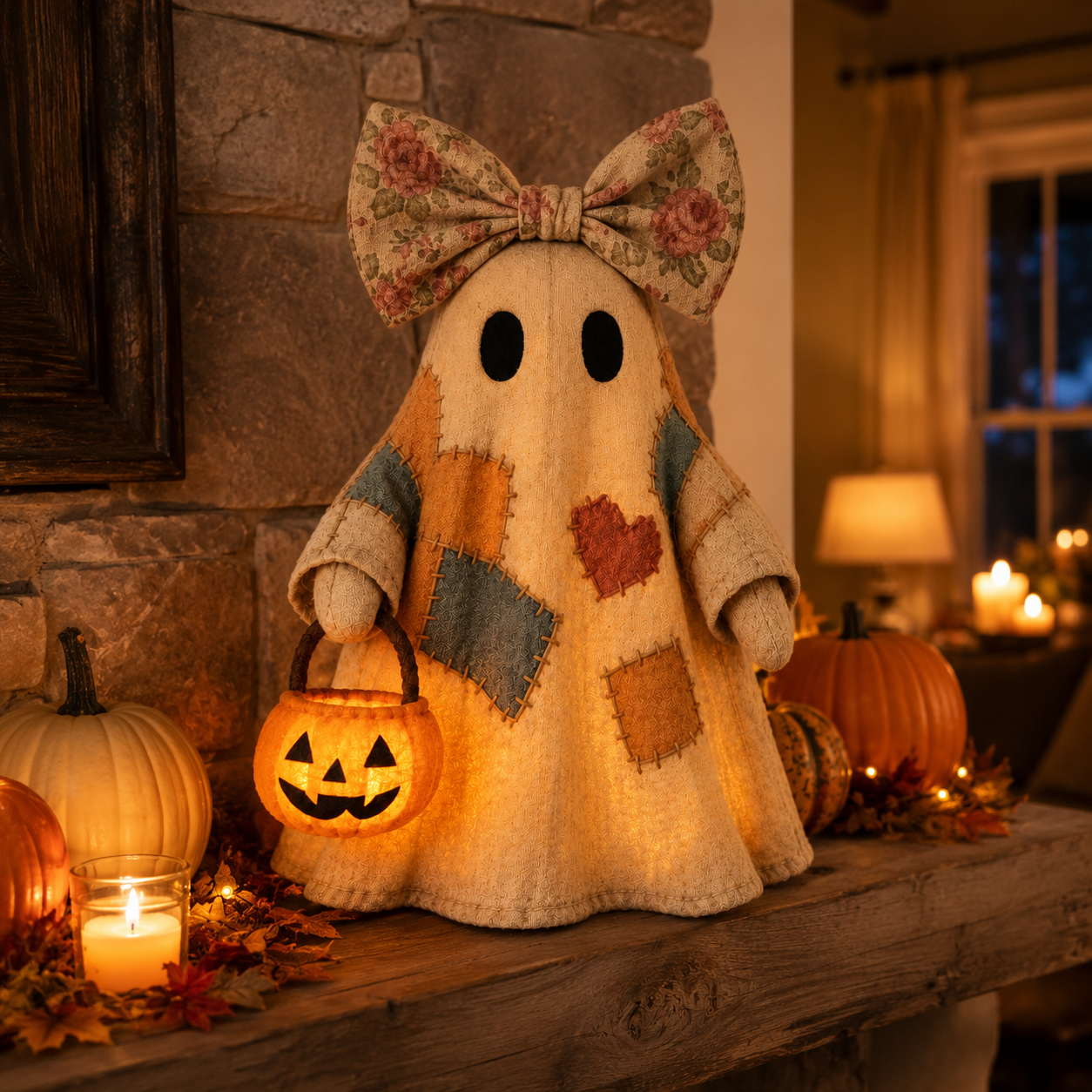 Lighted Vintage Patchwork Ghost!!