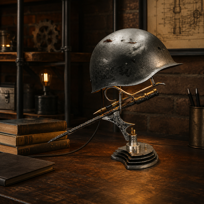⏰ 49% OFF Today Only!–🪖 War Relic Vintage Helmet Table Lamp