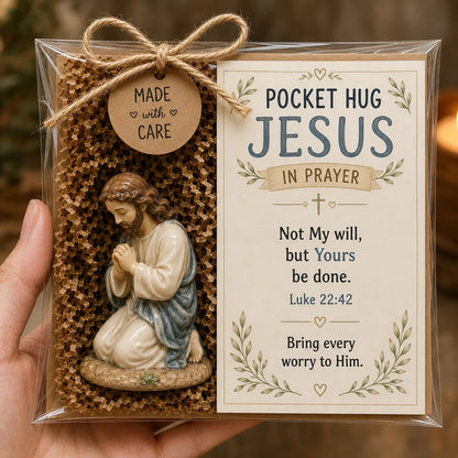 ✨✝️ Faith Pocket Hug Glass Keepsake – Jesus, Mary & Guardian Angel Encouragement Gift