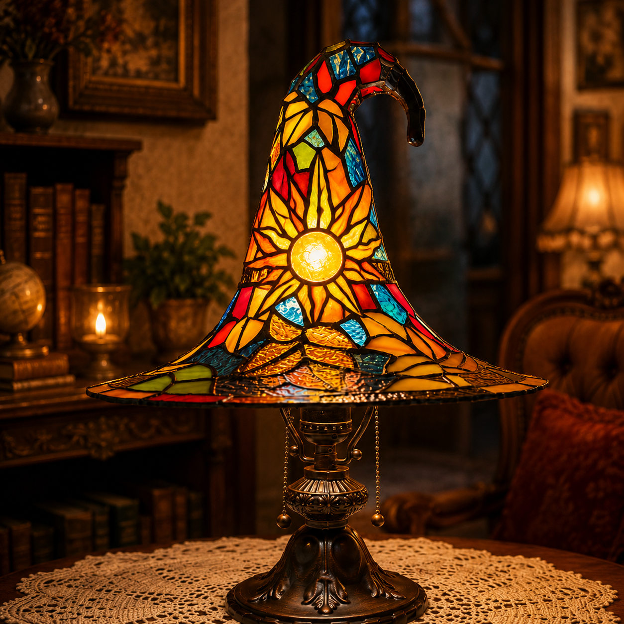 ♠️Witch Hat Night Light & Stained Glass Witch Hat Lamp🎁