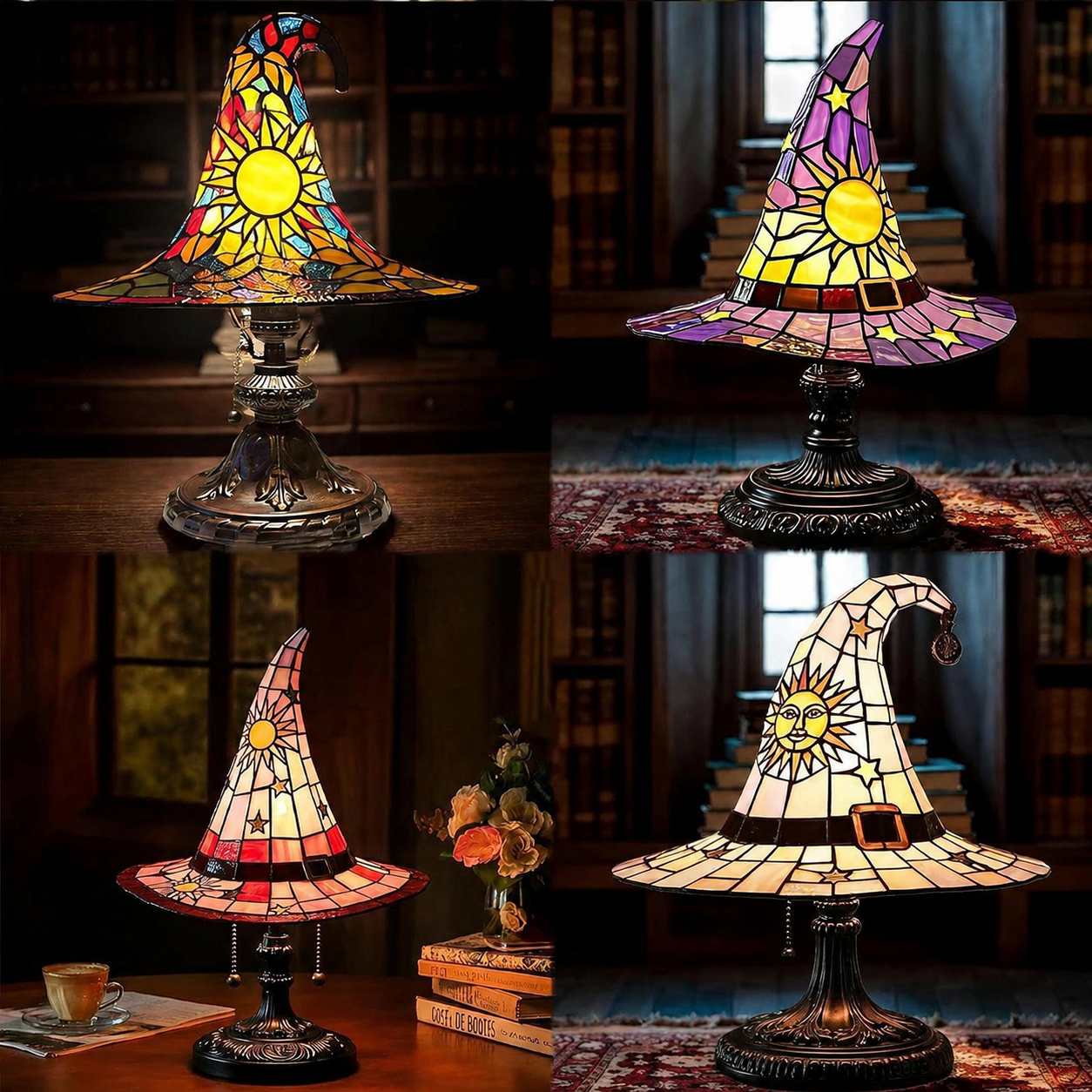 ♠️Witch Hat Night Light & Stained Glass Witch Hat Lamp🎁