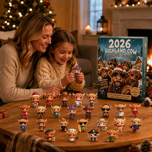 🐂🎄 2026 Highland Cow 24‑Day Christmas Advent Calendar Collectible 3D Figurines