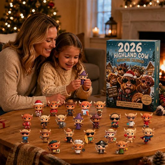🐂🎄 2026 Highland Cow 24‑Day Christmas Advent Calendar Collectible 3D Figurines