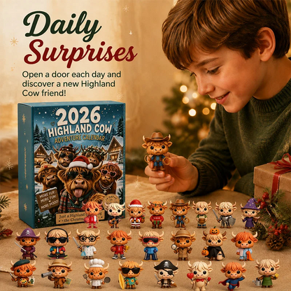 🐂🎄 2026 Highland Cow 24‑Day Christmas Advent Calendar Collectible 3D Figurines