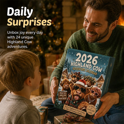🐂🎄 2026 Highland Cow 24‑Day Christmas Advent Calendar Collectible 3D Figurines