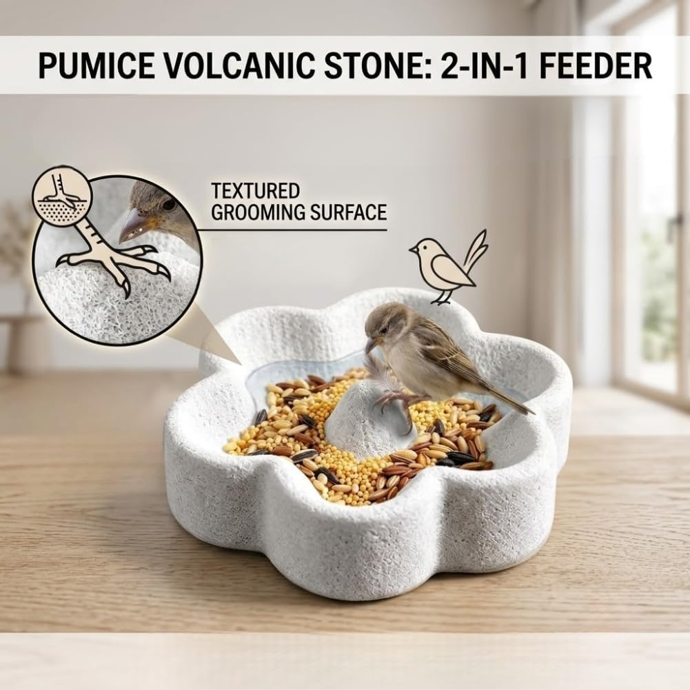 🐦2-in-1 Pumice Bird Food Bowl🐦