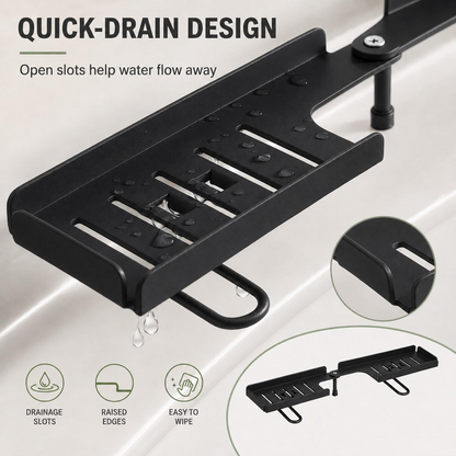 Drill-Free Foldable Faucet Storage Rack Carbon Steel Hollow Design Corner | 180 Degree Multi-angle Rotatable Adjustable over