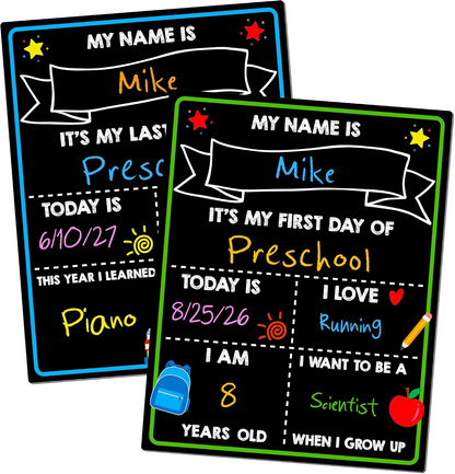 Double Sided First and Last Day of School Board, Easy Clean Blank Writing Board for Pre-k