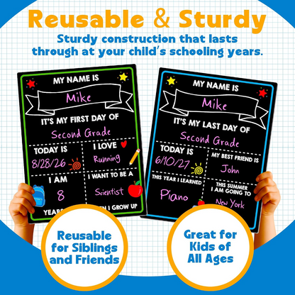 Double Sided First and Last Day of School Board, Easy Clean Blank Writing Board for Pre-k