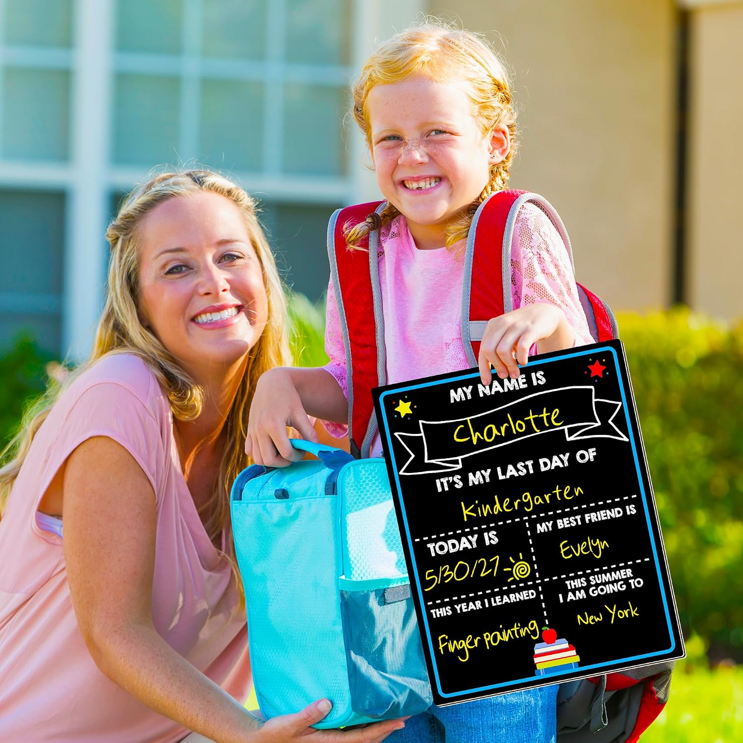 Double Sided First and Last Day of School Board, Easy Clean Blank Writing Board for Pre-k