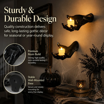 🎃Halloween Decorations, Pack of 3 Wall Mounted Creepy Reaching Hands with Lighted Candles