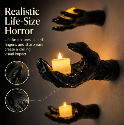 🎃Halloween Decorations, Pack of 3 Wall Mounted Creepy Reaching Hands with Lighted Candles