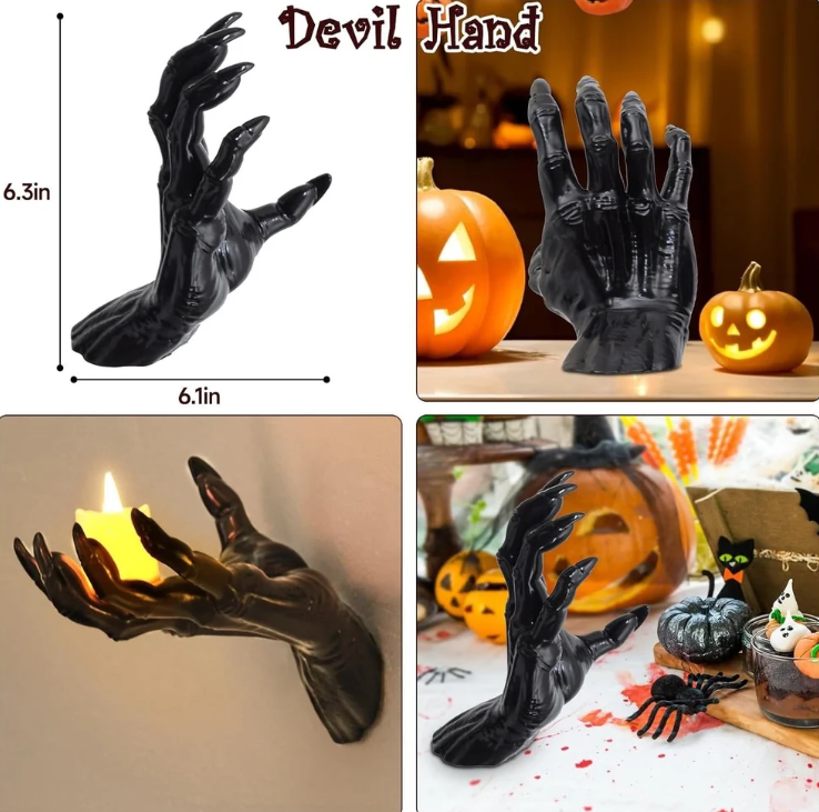 🎃Halloween Decorations, Pack of 3 Wall Mounted Creepy Reaching Hands with Lighted Candles