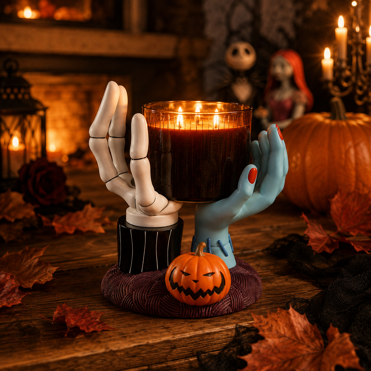 🎃🕯️ Jack & Sally Halloween Candle Holder 🖤