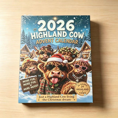 🐂🎄 2026 Highland Cow 24‑Day Christmas Advent Calendar Collectible 3D Figurines