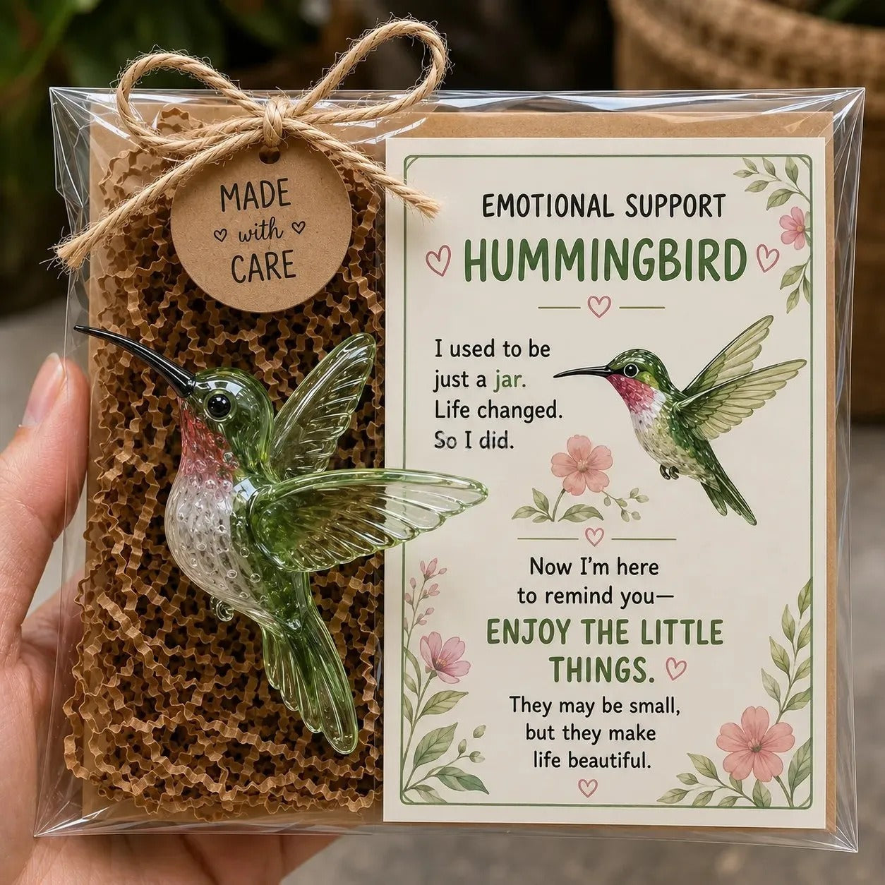 🌸🐝🦛 Emotional Glass Support Animal Gift Set – A Meaningful Little Reminder That You Matter 💕