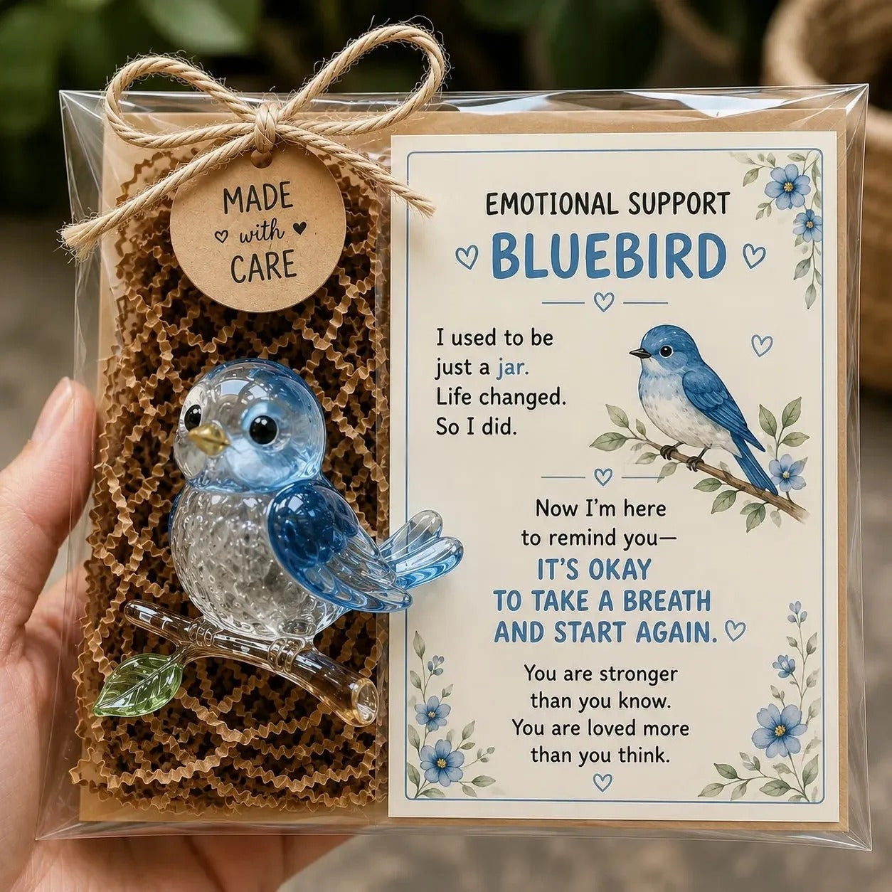🌸🐝🦛 Emotional Glass Support Animal Gift Set – A Meaningful Little Reminder That You Matter 💕