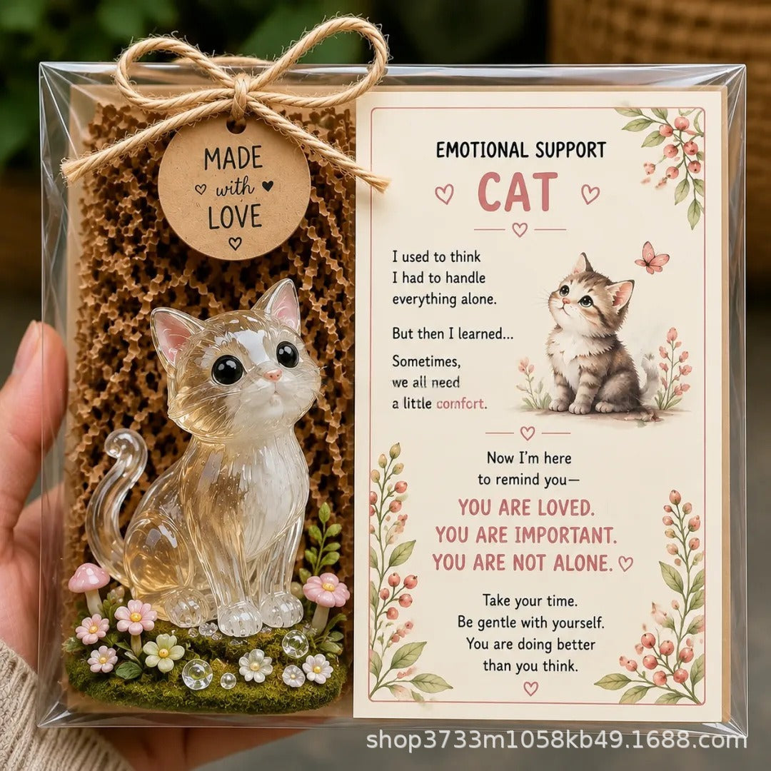 🌸🐝🦛 Emotional Glass Support Animal Gift Set – A Meaningful Little Reminder That You Matter 💕