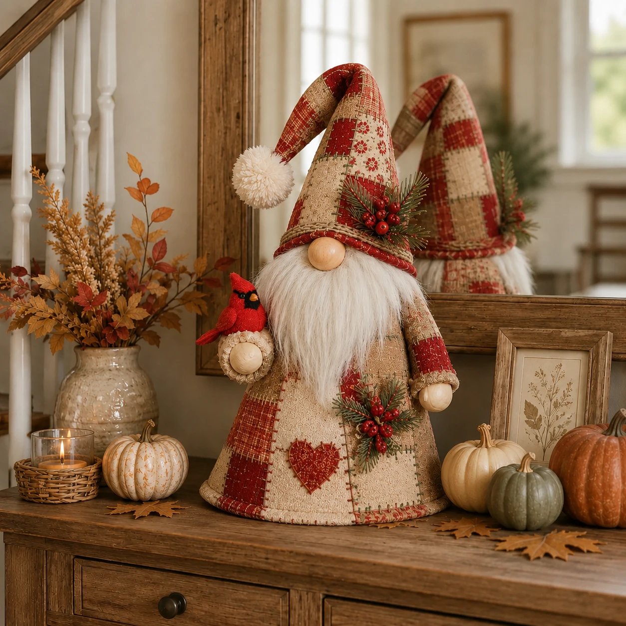 🔥LAST DAY 49% OFF 🐦 Patchwork Bird Gnome Light | Farmhouse Holiday Decor