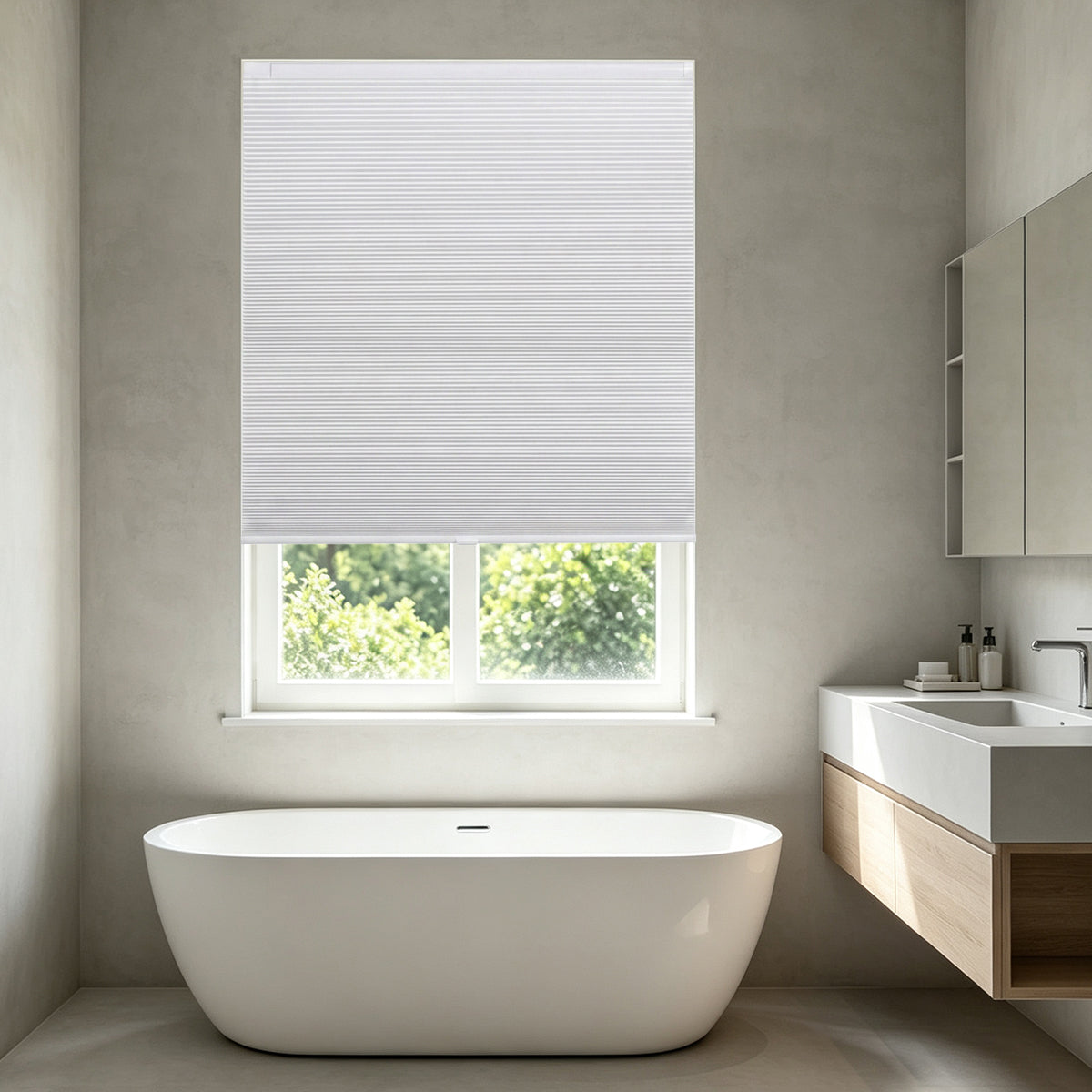 Cordless No Drill Cellular Shades – Custom Size Blackout Honeycomb Shades for Windows