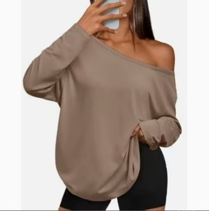 Women's Off-Shoulder Thin Sweatshirt/Tees, Wide Neckline Loose Pullover, Long Sleeve Fashion Loose Fit Top💗Buy Two Free Shipping