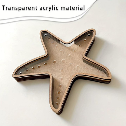 🌊Sea Shell Display Box Wooden Starfish Holder