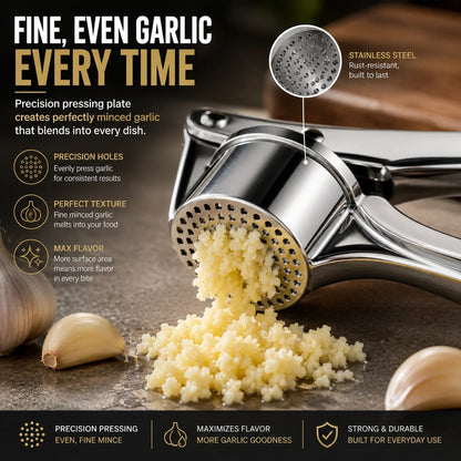 🔥HOT SALE🔥 Heavy-Duty Stainless Steel Garlic Press – Fresh Minced Garlic in Seconds