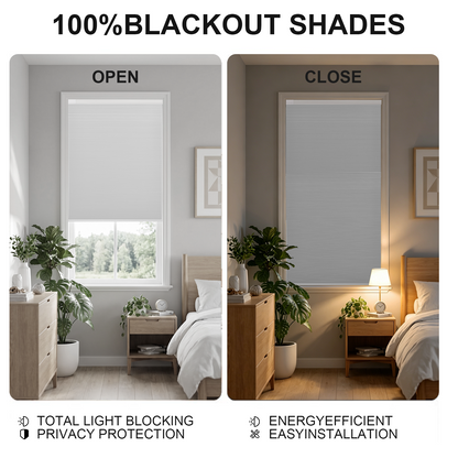 Cordless No Drill Cellular Shades – Custom Size Blackout Honeycomb Shades for Windows