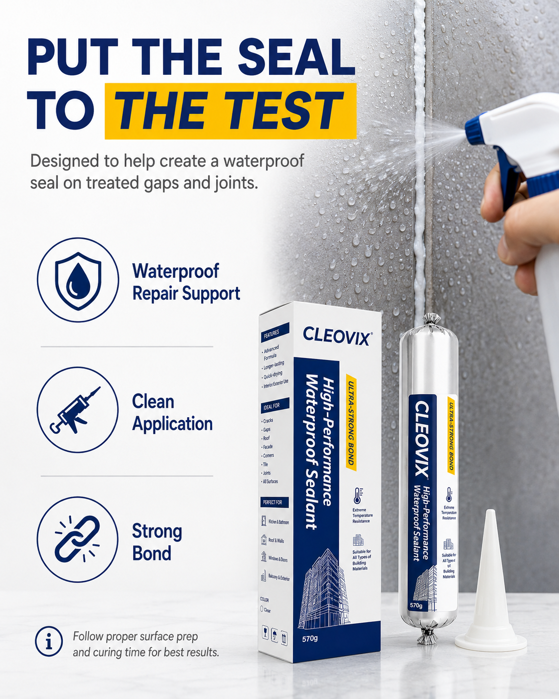 CLEOVIX Waterproof Sealant 570g | Leak & Gap Repair