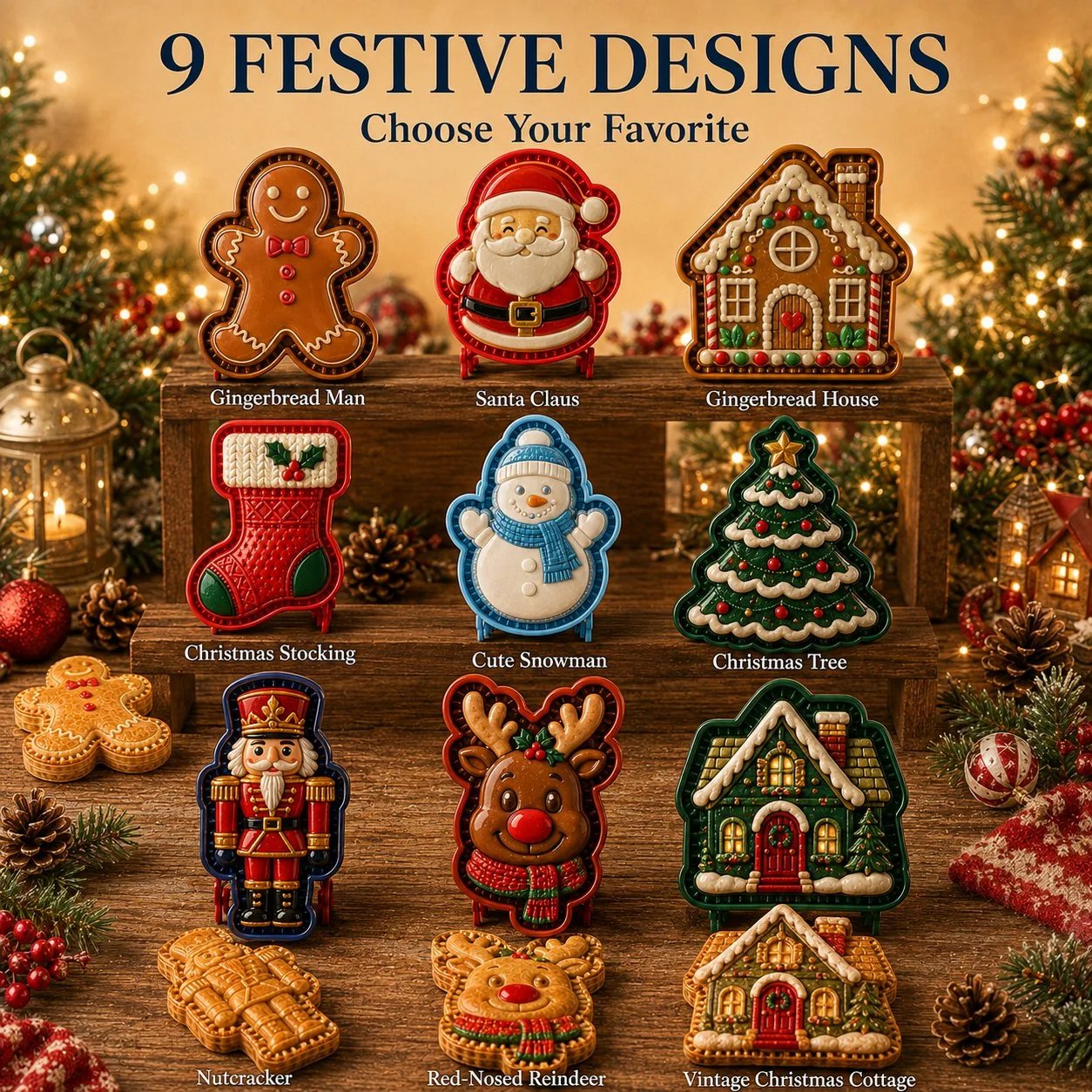 🎄 9-Design Christmas Mini Pie Mold Collection 🥧✨