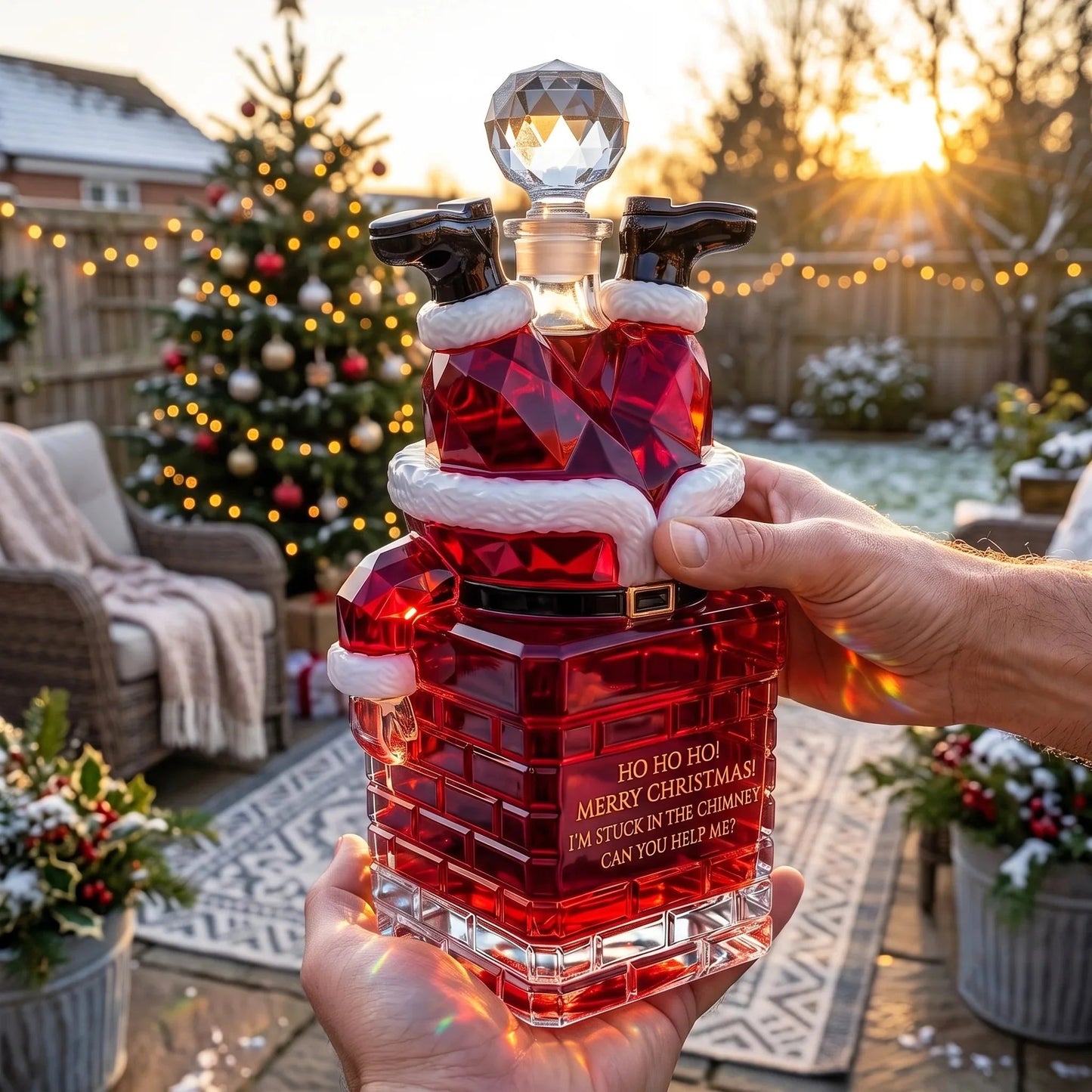 ✨ ✨ Holiday Special: 49% Off – Santa Stuck in the Chimney Whiskey Bottle