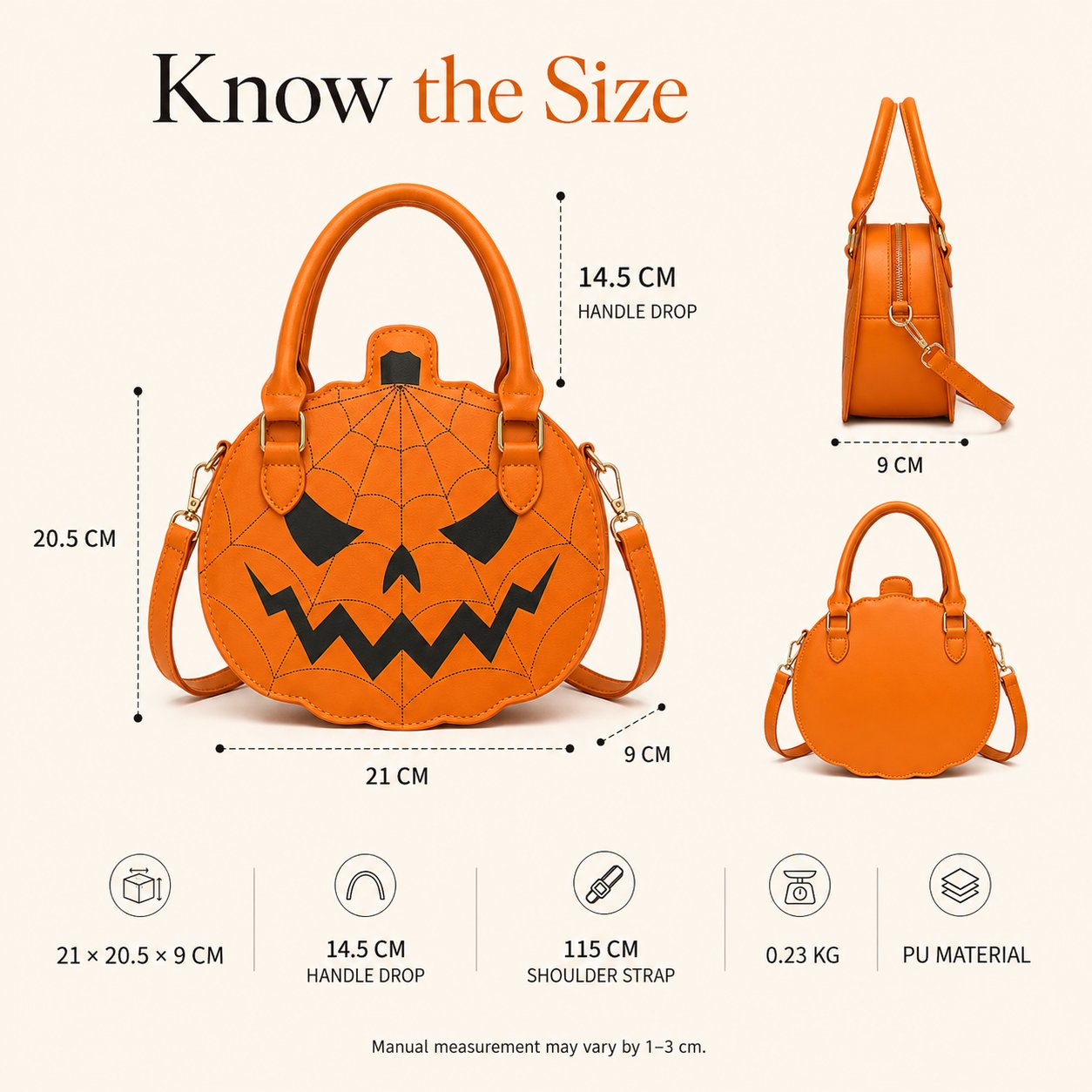 🎃 Halloween Pumpkin Handbag with Adjustable Shoulder Strap