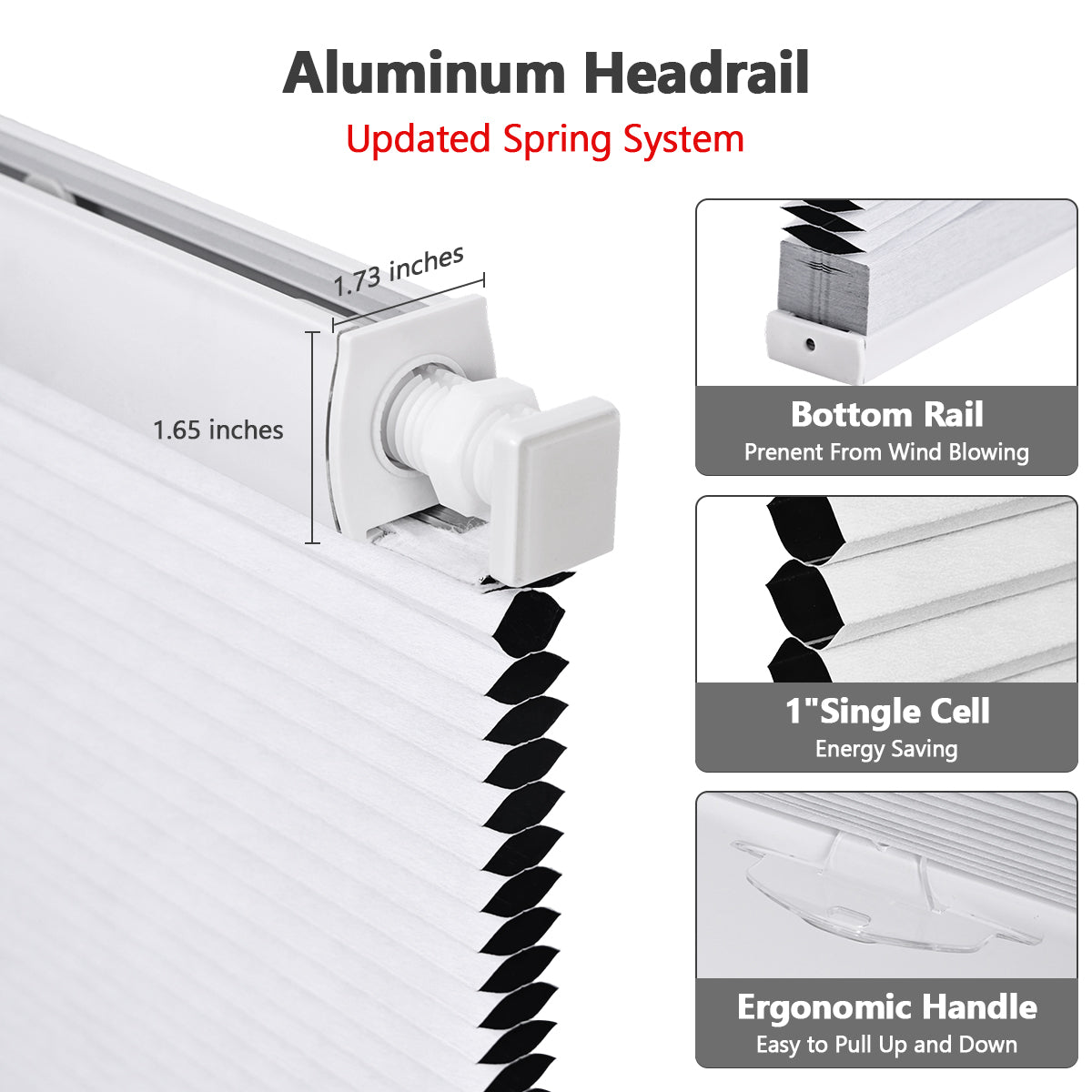 Cordless No Drill Cellular Shades – Custom Size Blackout Honeycomb Shades for Windows