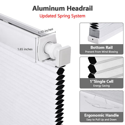 Cordless No Drill Cellular Shades – Custom Size Blackout Honeycomb Shades for Windows