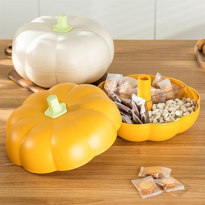 2-Tier Pumpkin Snack Bowl with Divided Trays