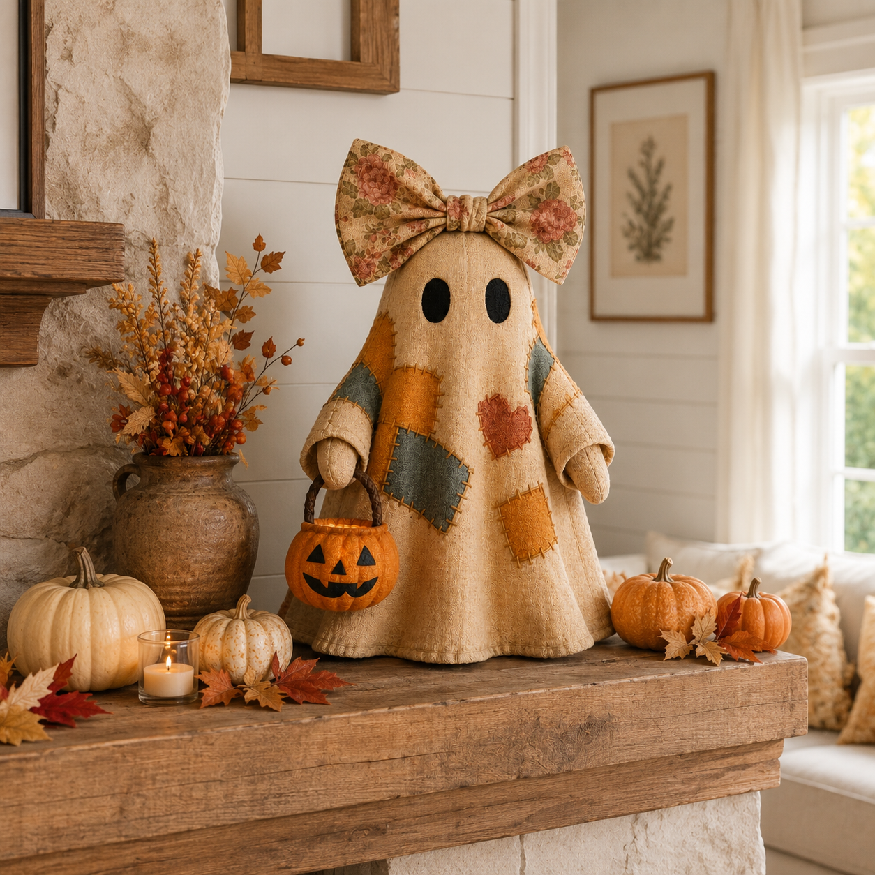 Lighted Vintage Patchwork Ghost!!