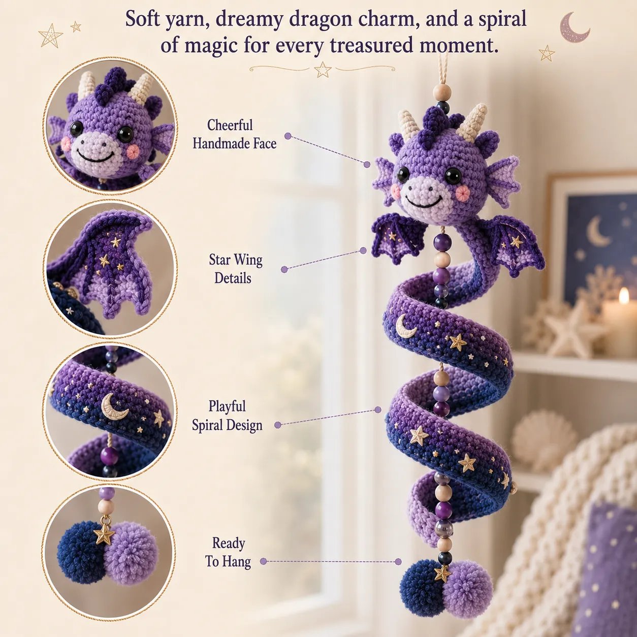 ✨Copy of Buy 3 Get 1 Free | 🐉 Beginner-Friendly DIY Enchanted Dragon Spiral Hanging Ornament Kit | Complete Kit with All Tools & Step-by-Step Guide Included 💕