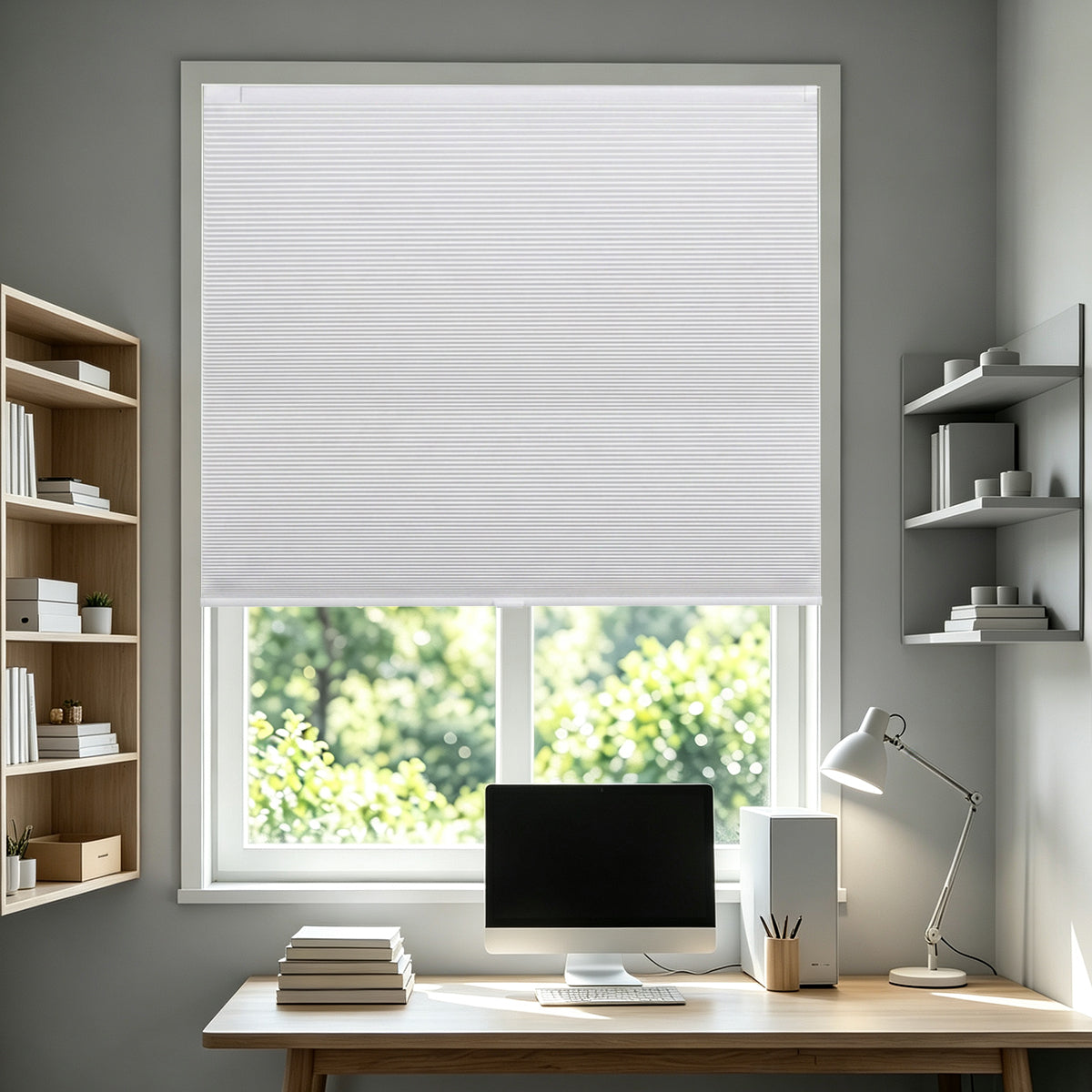 Cordless No Drill Cellular Shades – Custom Size Blackout Honeycomb Shades for Windows