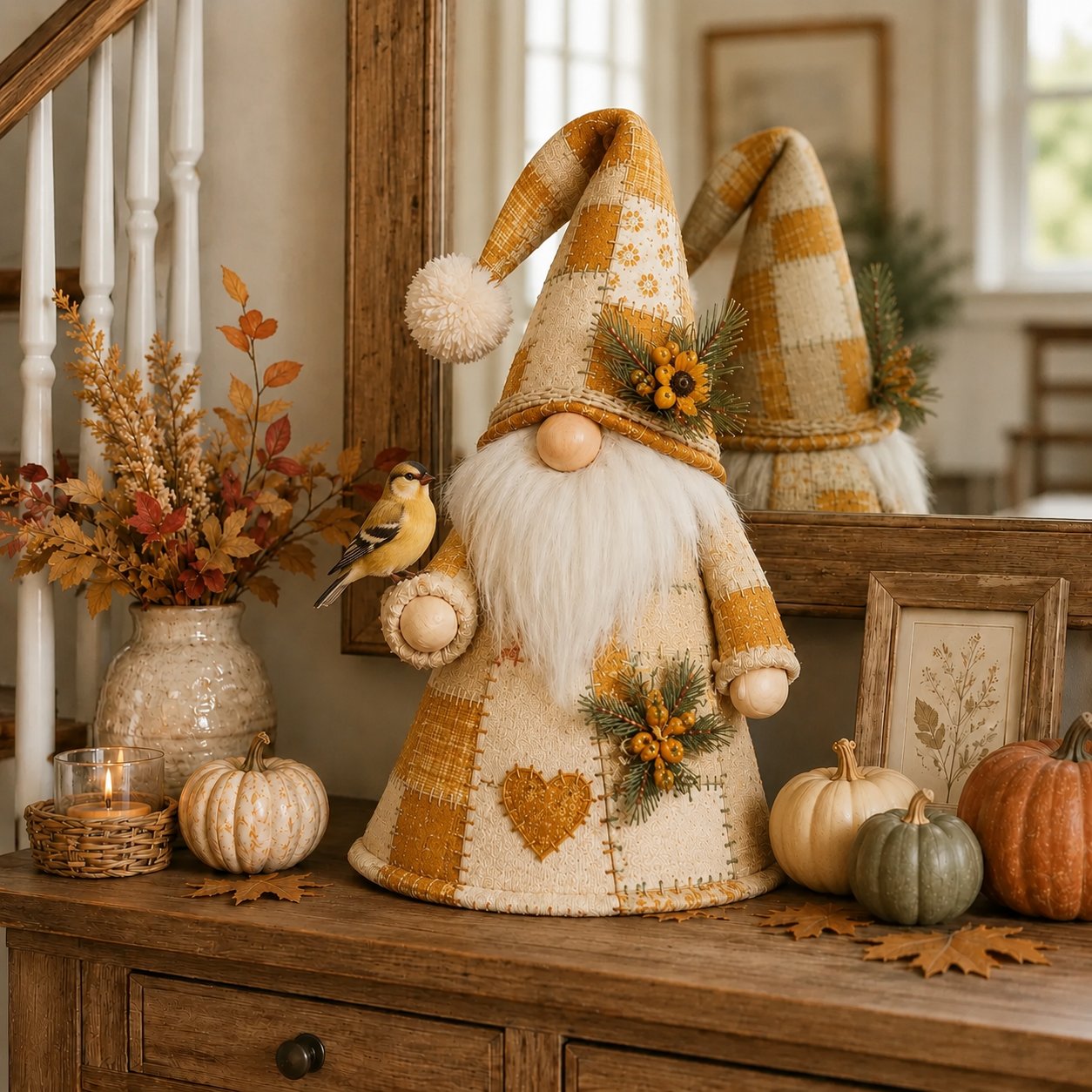🔥LAST DAY 49% OFF 🐦 Patchwork Bird Gnome Light | Farmhouse Holiday Decor