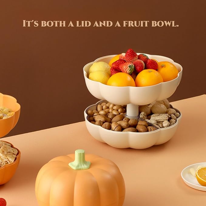 2-Tier Pumpkin Snack Bowl with Divided Trays